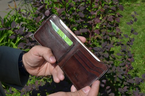 Мужской кошелек из натуральной кожи/Как отличить хорошую кожу - бамажник Four-in-Hand